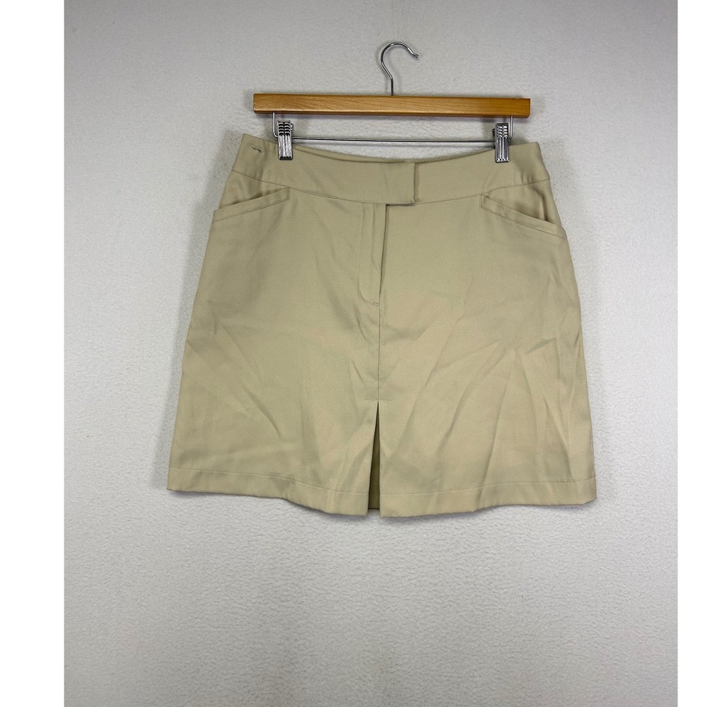 Golfcore Tail White Label Womens 8 Tan Performance Kick Pleat Golf Skort